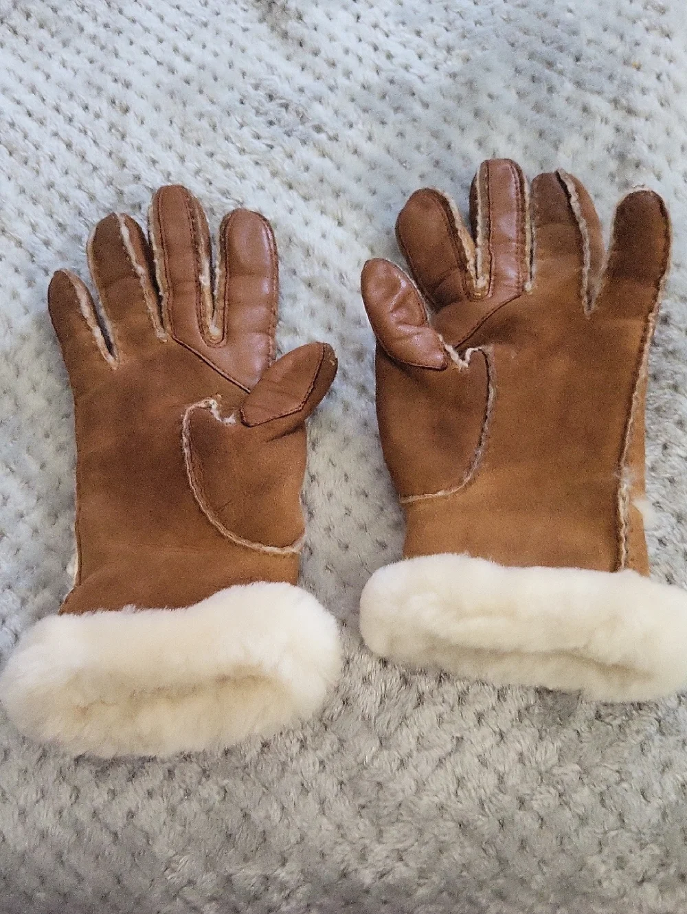 Ugg‎ Shearling-Lined Brown Suede Winter Gloves Size Large